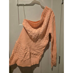 Women's JLUXLABEL Peach Cable Knit Off-the-Shoulder Sweater M NWOT